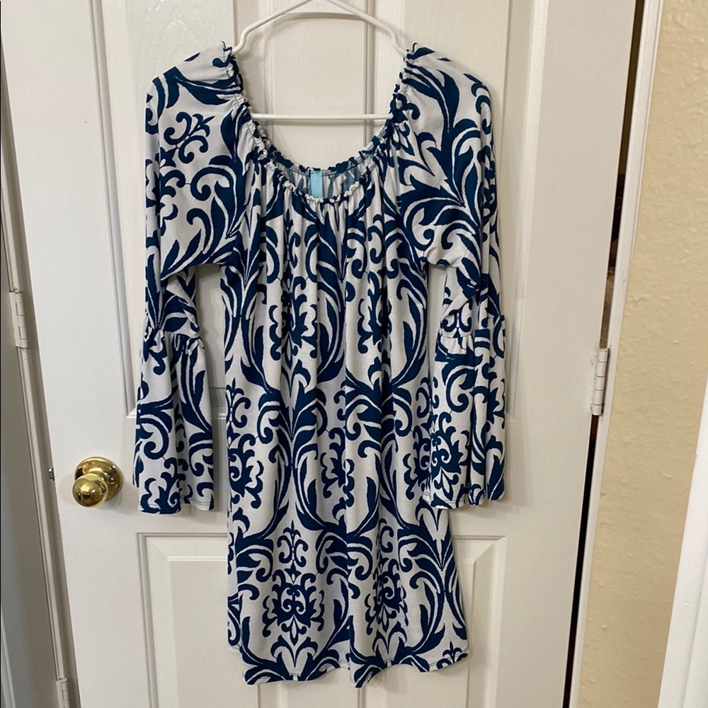 Blue and White Patterned Tunic Top/ Dress